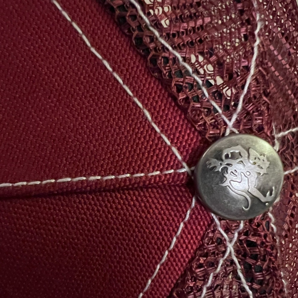 Red Monkey Burgundy Skull Embroidered Cap - Picture 6 of 9